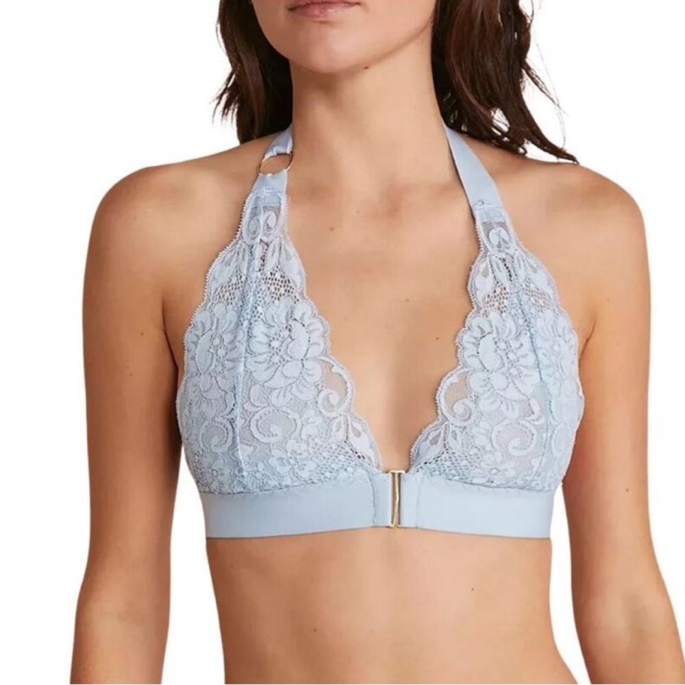 HAH Hot As Hell Intimates x Free People Groupie Bralette X-Small Lace Light Blue